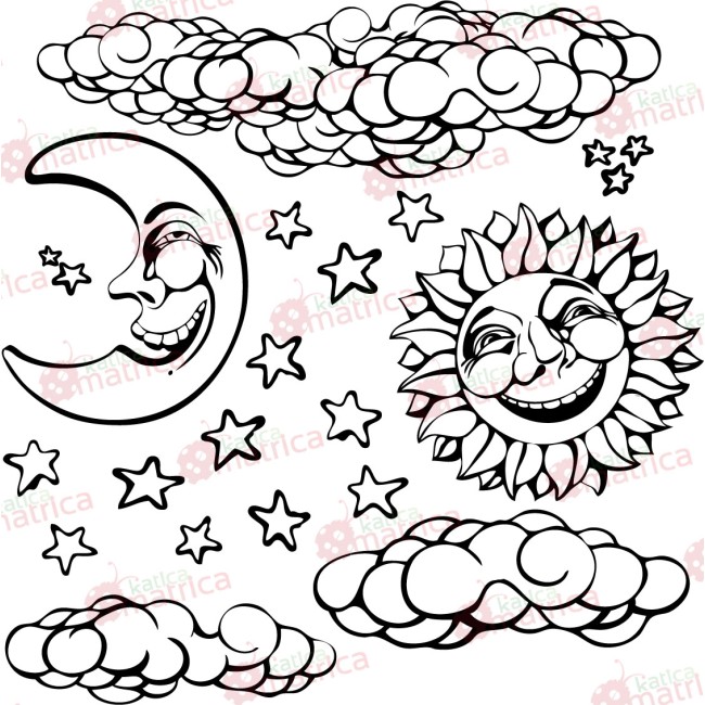 Hold és napocska - Falmatrica / Faltetoválás