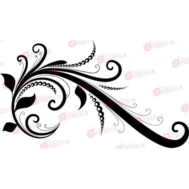 Absztrakt levelek és virágszár - Falmatrica / Faltetoválás