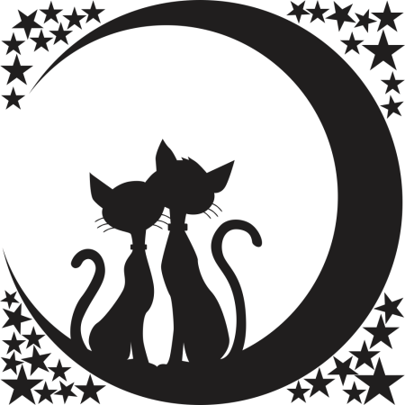 Holdfényes cica romantika - Falmatrica / Faltetoválás