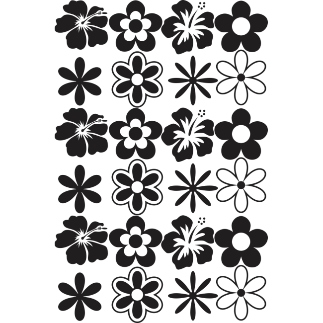 Hawaii virágok - Matrica csomag - Falmatrica / Faltetoválás -