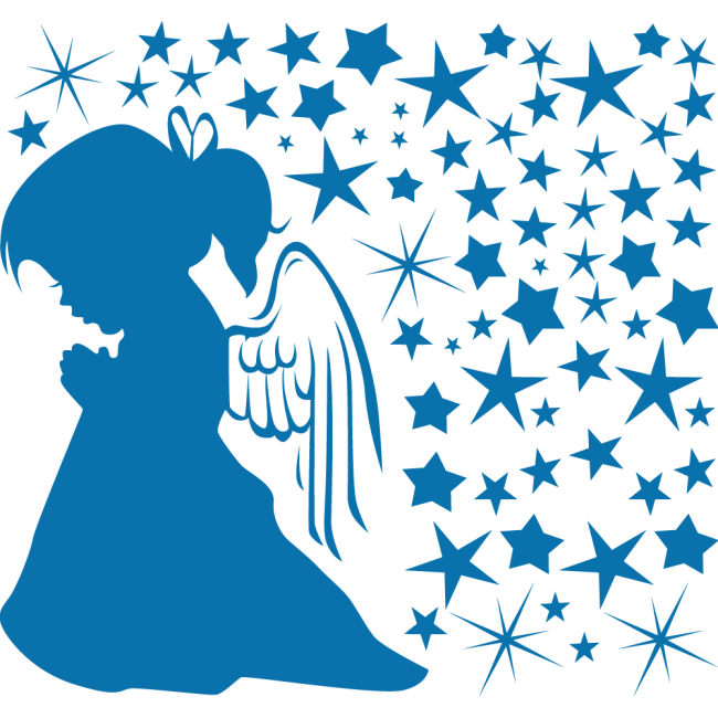 Az angyalka és a csillagok - Falmatrica / Faltetoválás -