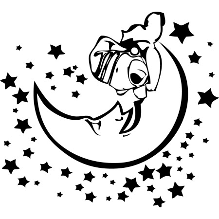 Szép álmokat! Maci és a Hold - Falmatrica / Faltetoválás