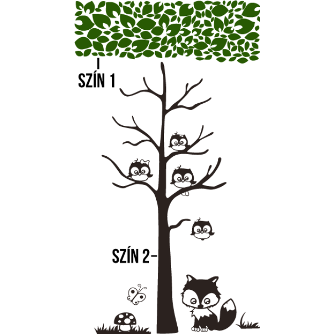 Baglyocskák a fán - Falmatrica / Faltetoválás -