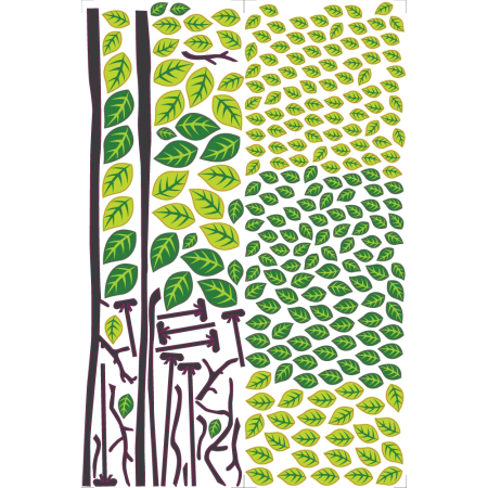 Zöld lombos fa  – Színes matrica csomag