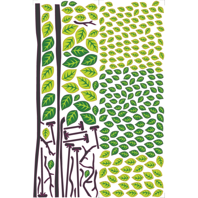 Zöld lombos fa  – Színes matrica csomag