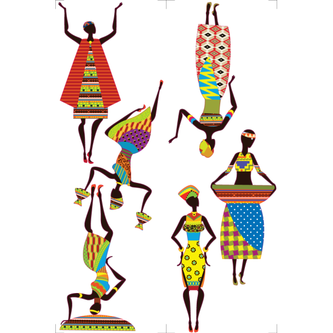 Afrikai nők - Színes matrica csomag