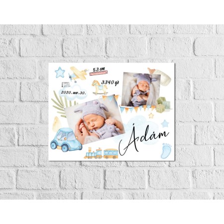 Személyre szabható baba vászonkép - Kisfiú - 45x35cm