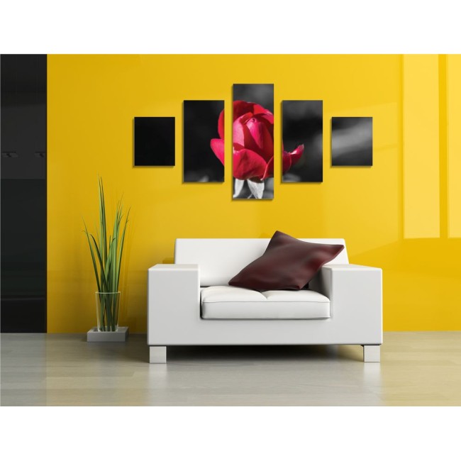 Többrészes vászonkép - Vörös rózsa