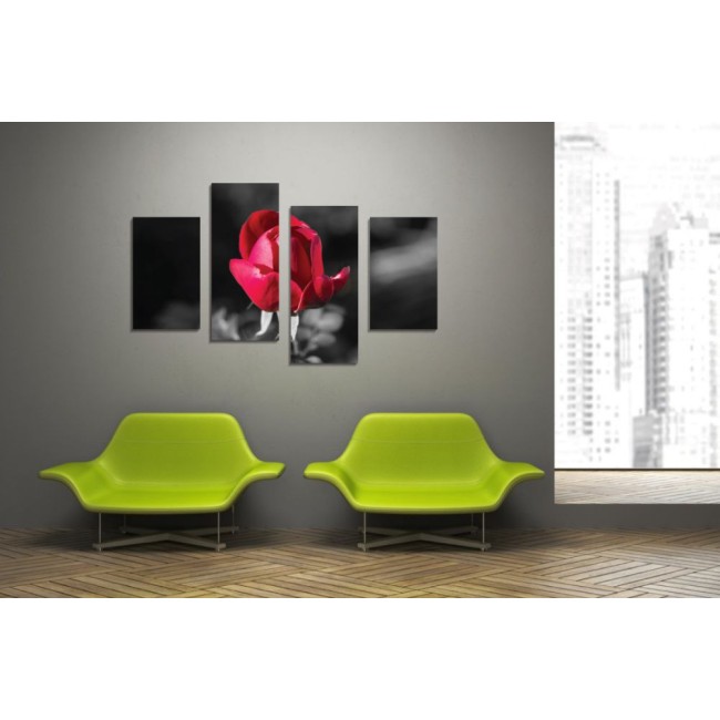 Többrészes vászonkép - Vörös rózsabimbó