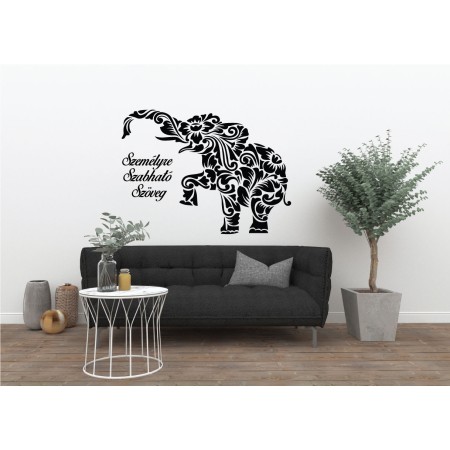 Elefánt + személyreszabható szöveg - Falmatrica / Faltetoválás