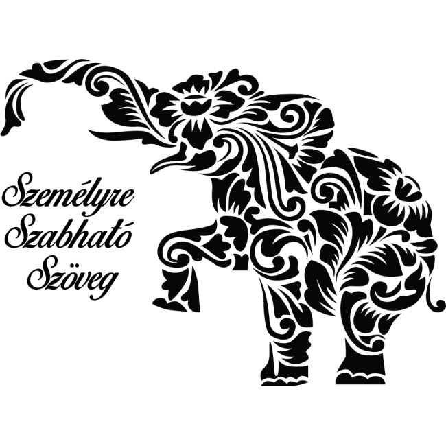 Elefánt + személyreszabható szöveg - Falmatrica / Faltetoválás