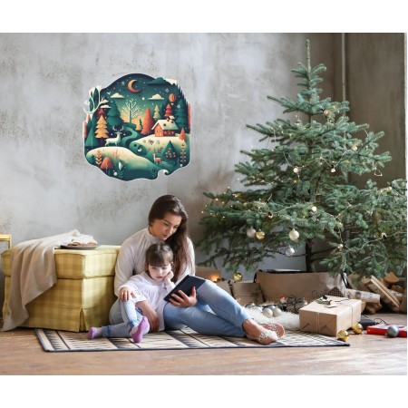 Karácsonyi táj - Színes matrica