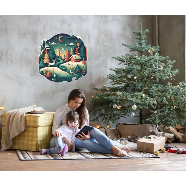 Karácsonyi táj - Színes matrica