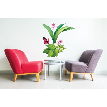 Virágok és pillangó - Színes Matrica