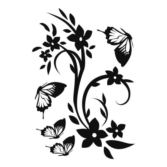 Gyönyörű virágok és pillangók - PVC fólia matrica