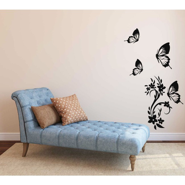 Gyönyörű virágok és pillangók - PVC fólia matrica