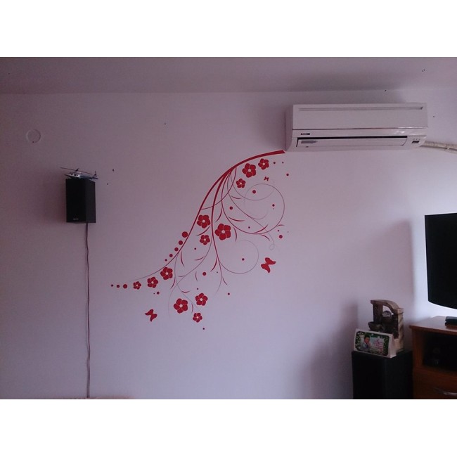 Virágok és pillangók - Falmatrica / Faltetoválás