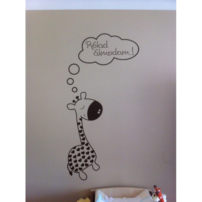 Boldog zsiráf (szöveggel) - Falmatrica / Faltetoválás