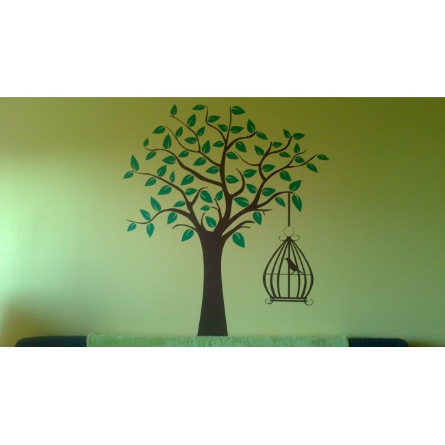 Madárka a kalitkában - MultiColor - Falmatrica / Faltetoválás