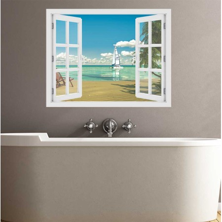 Trópusi tengerpart  - 3D hatású ablakos matrica