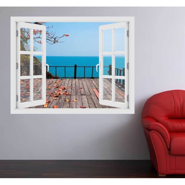 Terasz az óceánra - 3D hatású ablakos matrica