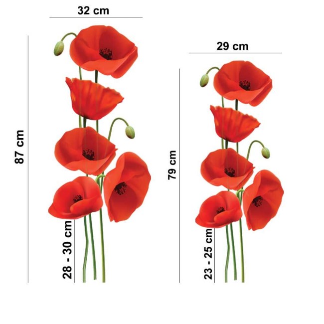 Élethű pipacs csokor - Nyomtatott matrica