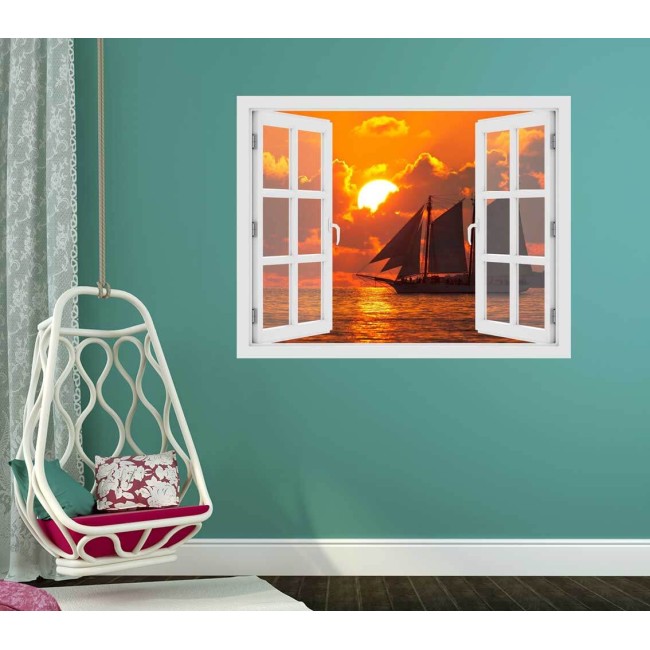 Hajózás a naplementében - 3D hatású ablakos matrica