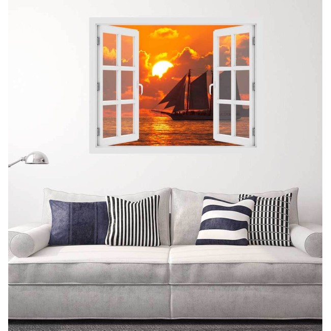 Hajózás a naplementében - 3D hatású ablakos matrica