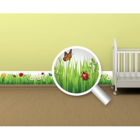 Virágok és katicabogarak - Nyomtatott bordűr matrica