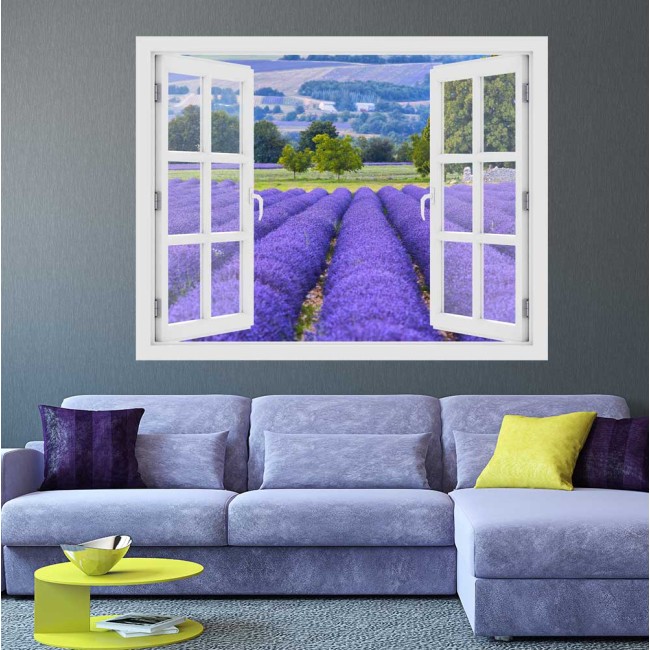 Levendulamező - 3D hatású ablakos matrica