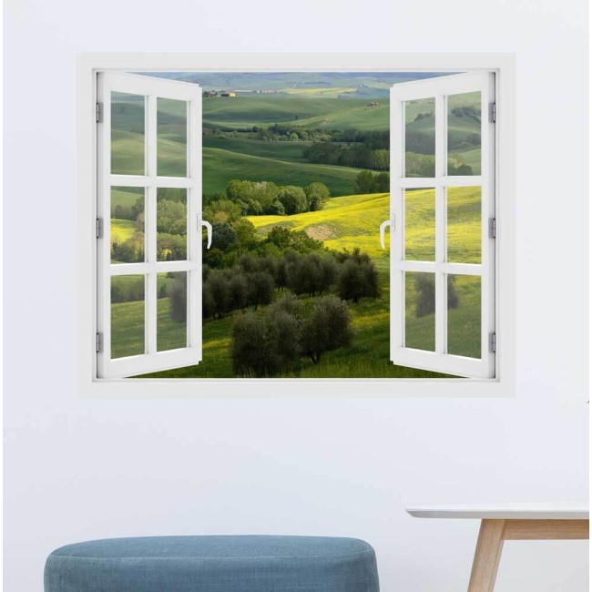 Toszkána dombjai, Olaszország - 3D hatású ablakos matrica
