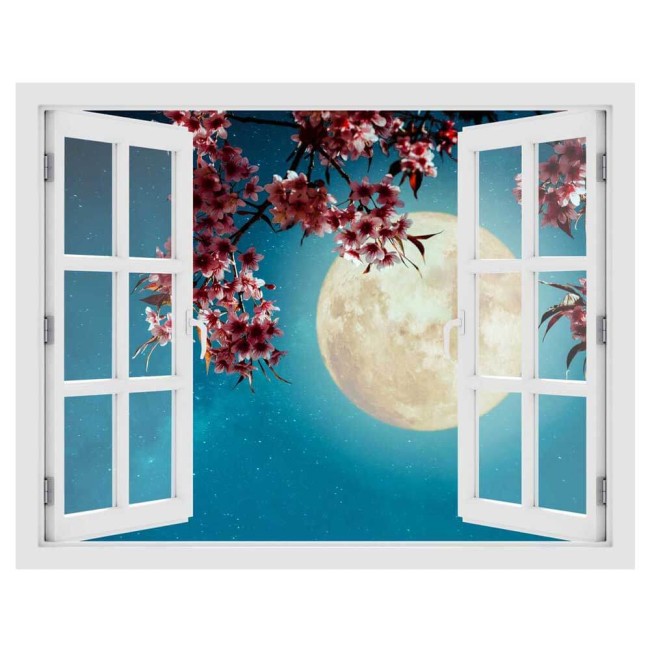 Virágzó cseresznyefa - 3D hatású ablakos matrica