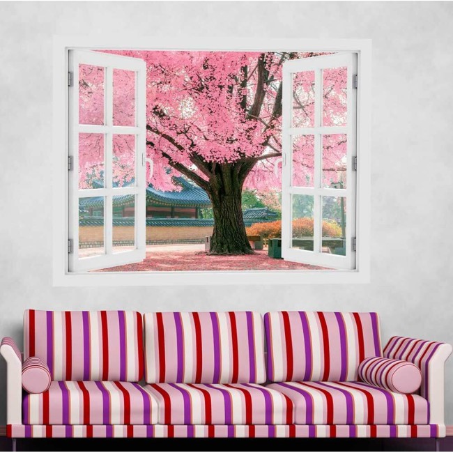 Rózsaszín fa - 3D hatású ablakos matrica