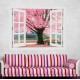 Rózsaszín fa - 3D hatású ablakos matrica