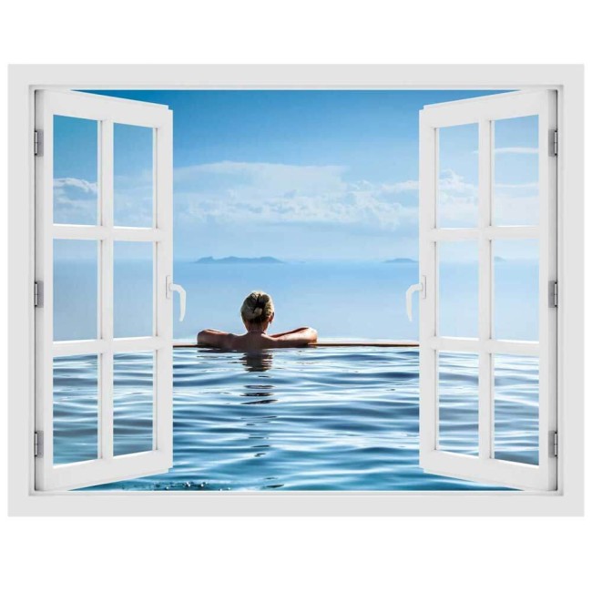Pihenés a medencében - 3D hatású ablakos matrica