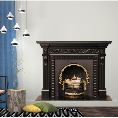 Fekete gyöngy kandalló - 3D hatású nyomtatott matrica