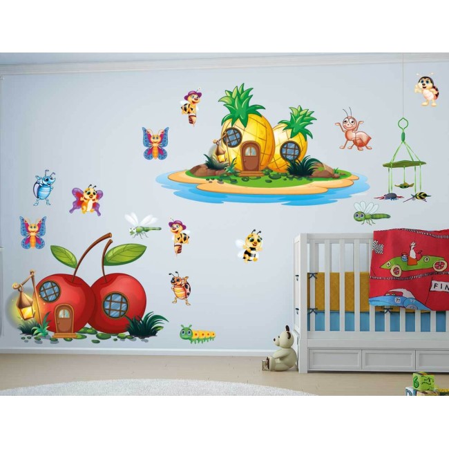 Gyümölcs házikók - Színes matrica csomag