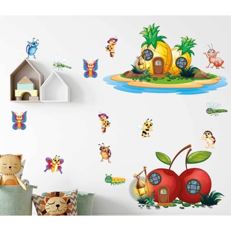 Gyümölcs házikók - Színes matrica csomag