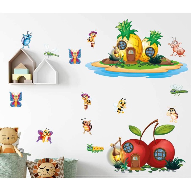 Gyümölcs házikók - Színes matrica csomag