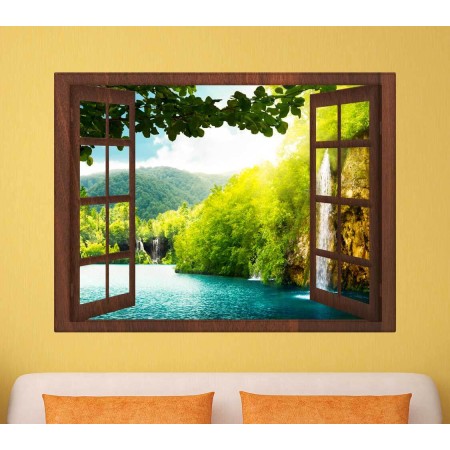 Barna keretes Horvát táj - 3D hatású ablakos matrica