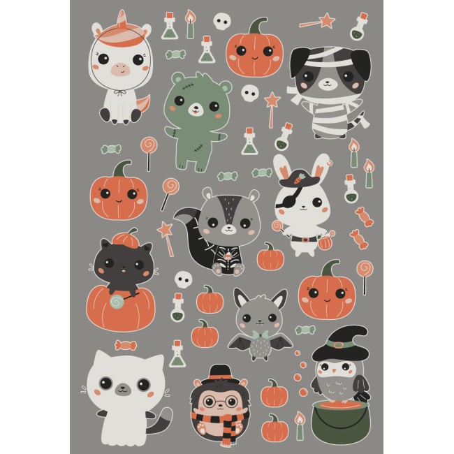 Halloween állatkák - Színes matrica csomag