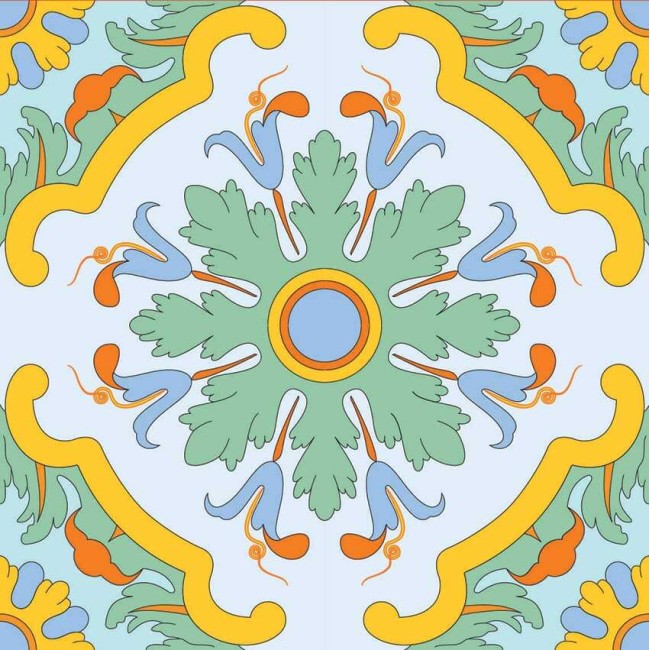 Csempe matrica - Zöld és sárga - 4 darab