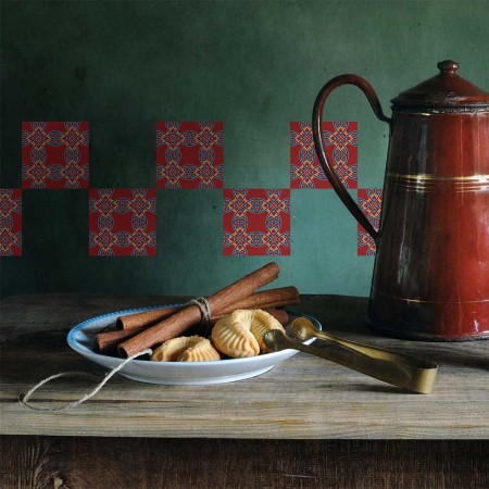 Csempe matrica - Piros minta - 4 darab