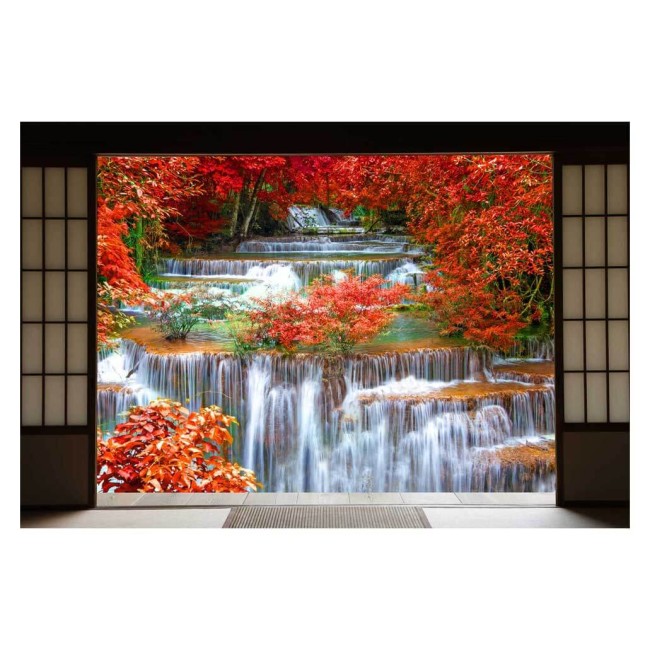 Vinil fotótapéta 3D hatással Shoji ajtó - Thaiföldi színes vízesés - 360x240