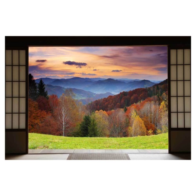 Vinil fotótapéta 3D hatással Shoji ajtó - Hegyi táj - 360x240