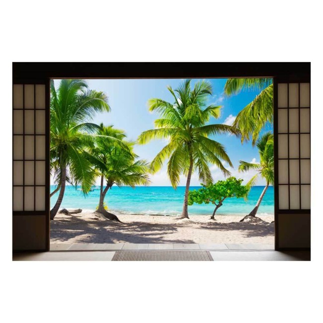 Vinil fotótapéta 3D hatással Shoji ajtó  - Trópus - 360x240