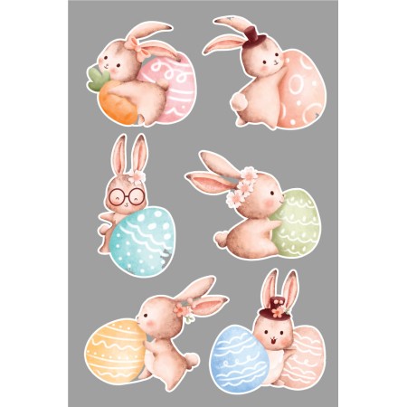 Húsvéti nyuszik - Nyomtatott matrica csomag