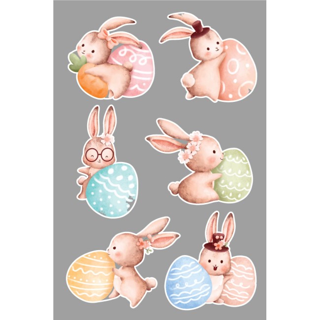 Húsvéti nyuszik - Nyomtatott matrica csomag