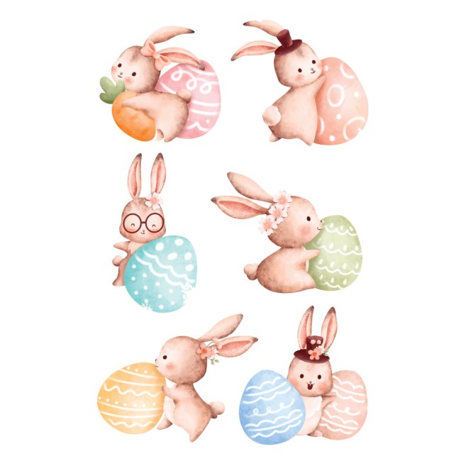 Húsvéti nyuszik - Nyomtatott matrica csomag