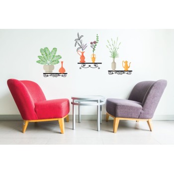 Vintage polc és virágok - Színes Matrica